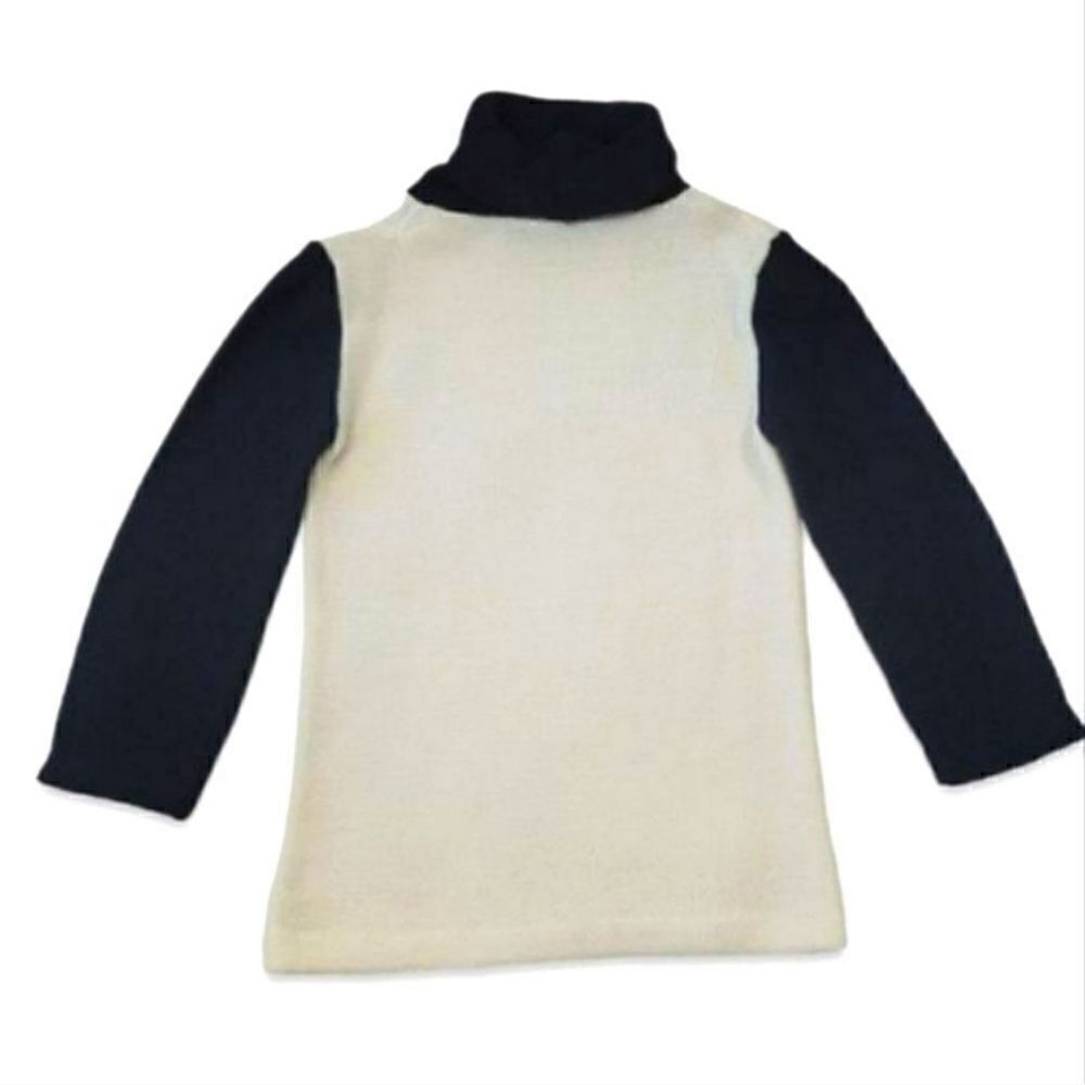 Vintage 60s Christian Dior London Colorblock Turtleneck Sweater in Cream/Black - Picture 7 of 16